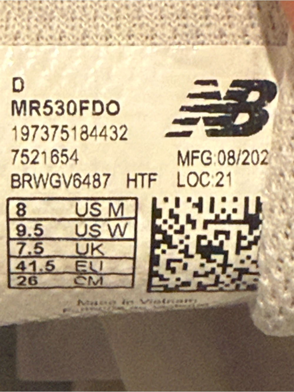 New Balance 530 MR530FDO White Silver Dad Sneakers Size 8 Men / 9.5 Women - Picture 8 of 8
